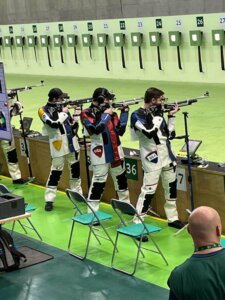 The men’s Air Rifle team, Rylan Kissell, Lucas Kozeniesky and Will Shaner, won gold at the Rio World Cup. Courtesy photo